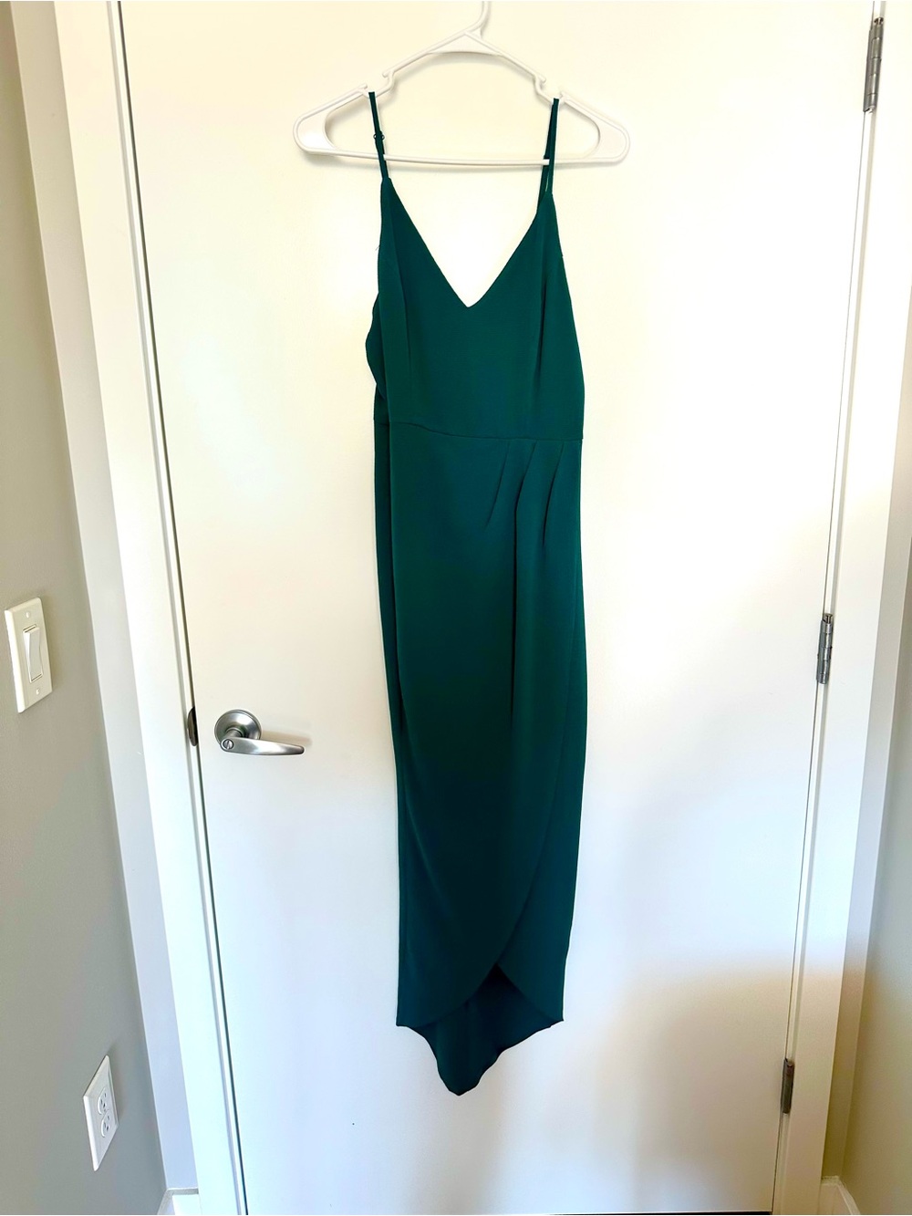 Showpo Deep Green V-Neck Midi Slip Dress